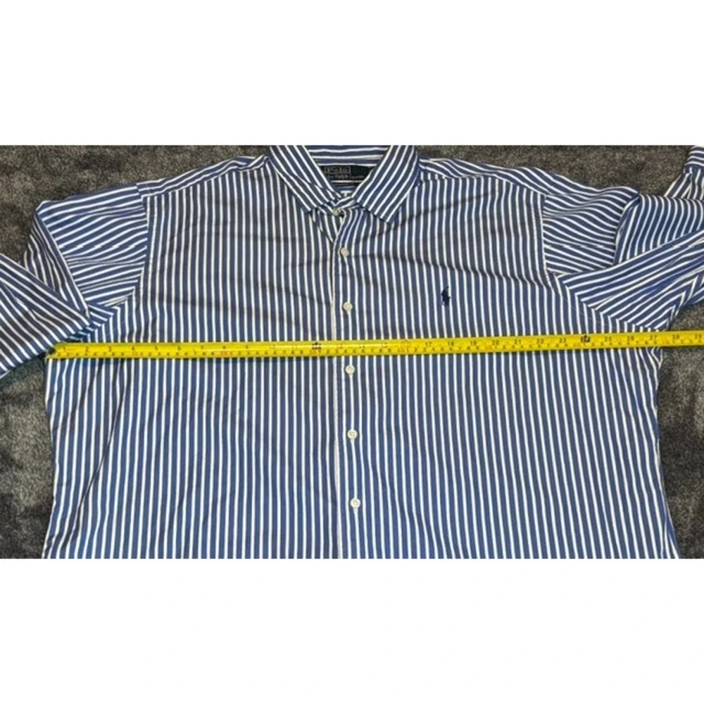 Polo Ralph Lauren Mens XXL Classic Fit Blue White Striped Button Down Shirt